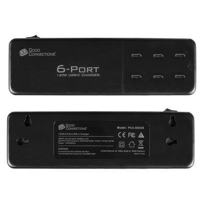 GoodConnections USB Desktop Schnellladestation 120W 6-Port USB-C QC4.0 Schwarz
