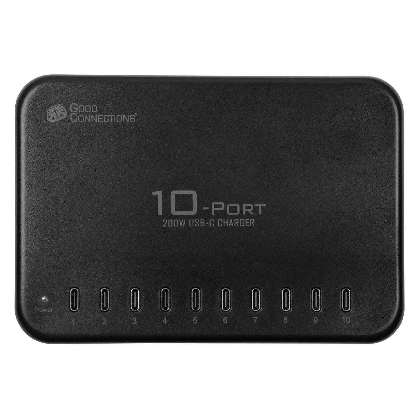 GoodConnections USB Desktop Schnellladestation 200W 10-Port USB-C Schwarz