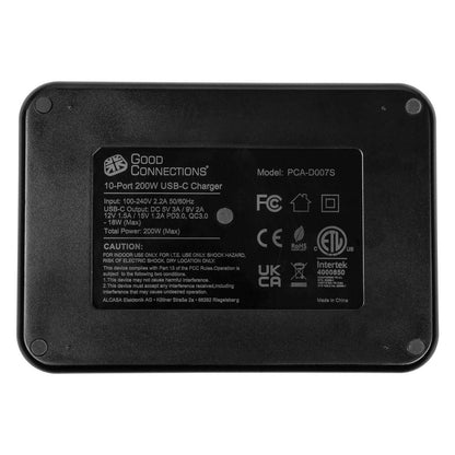 GoodConnections USB Desktop Schnellladestation 200W 10-Port USB-C Schwarz