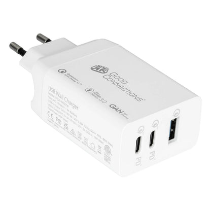 GoodConnections Charger 65W 3-Port 2xUSB-C/USB-A QC3.0 Weiß