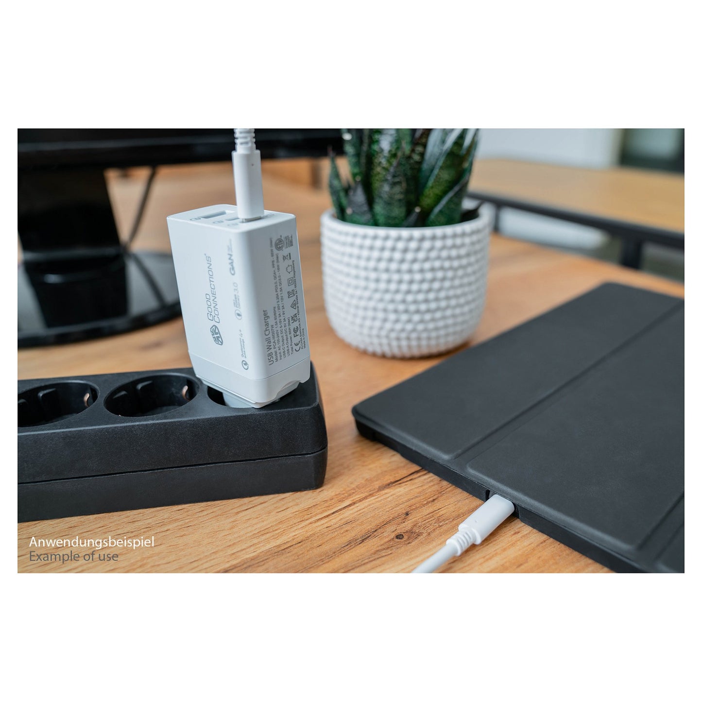 GoodConnections Charger 65W 3-Port 2xUSB-C/USB-A QC3.0 Weiß