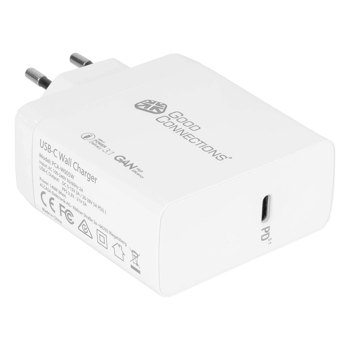 GoodConnections Charger 140W USB-C QC5.0 incl. 1,2m USB-C Cable Weiß