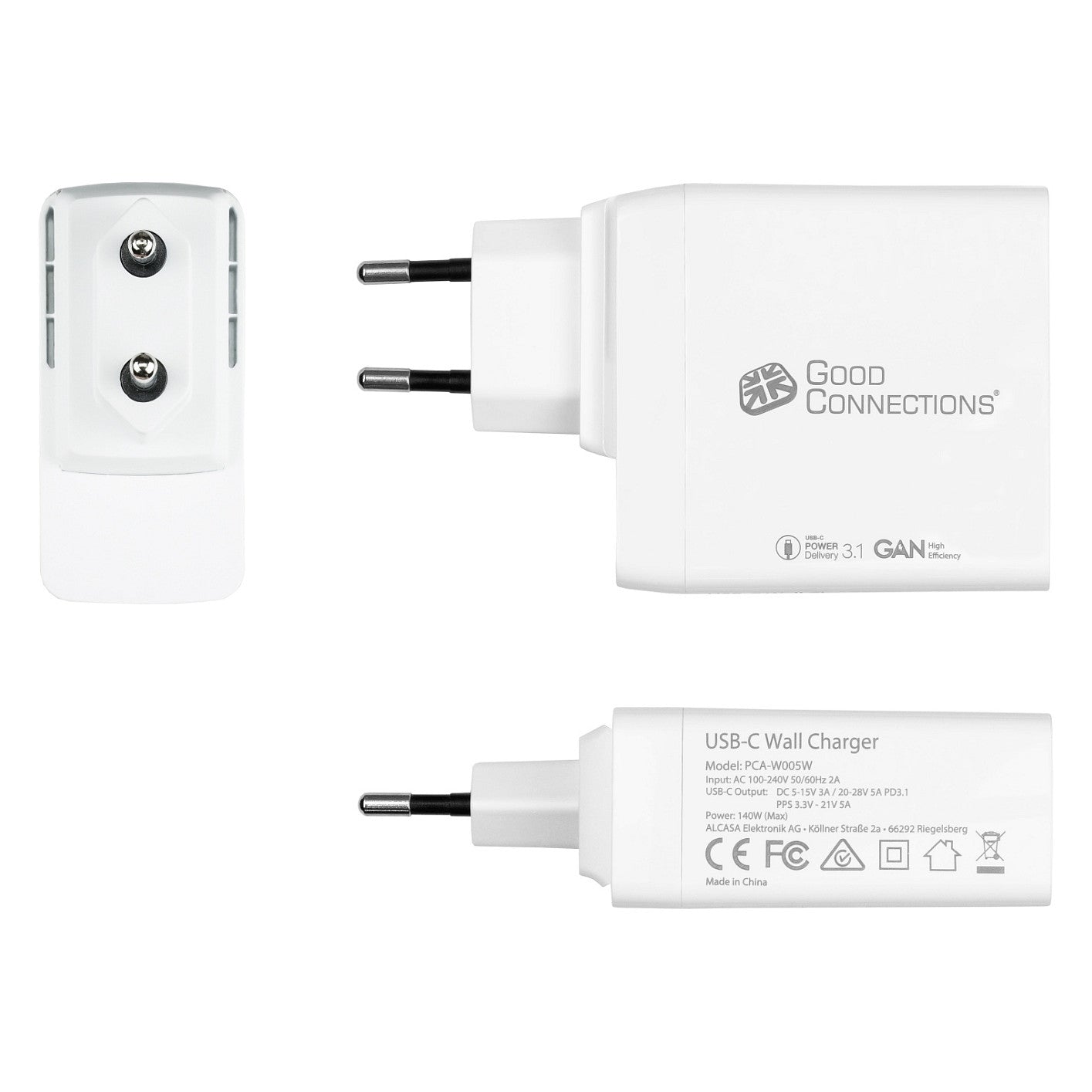 GoodConnections Charger 140W USB-C QC5.0 incl. 1,2m USB-C Cable Weiß