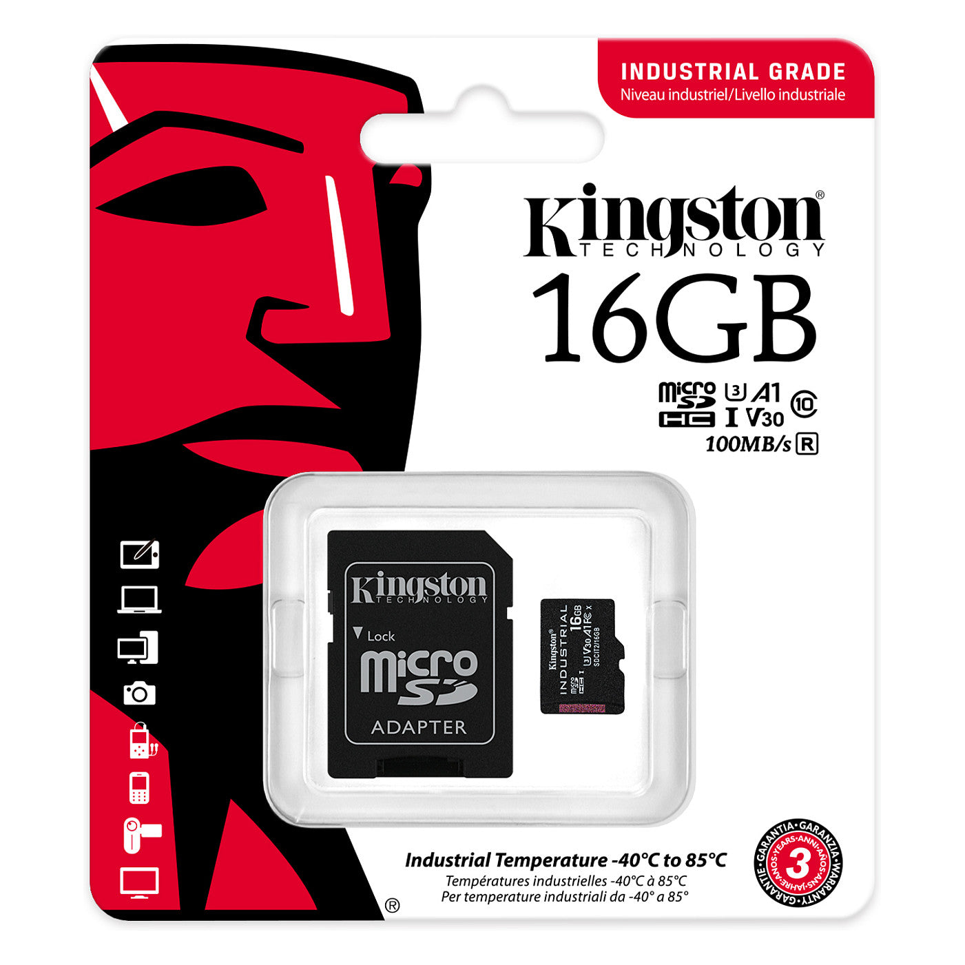 CARD 16GB Kingston Industrial microHC 100MB/s +Adapter