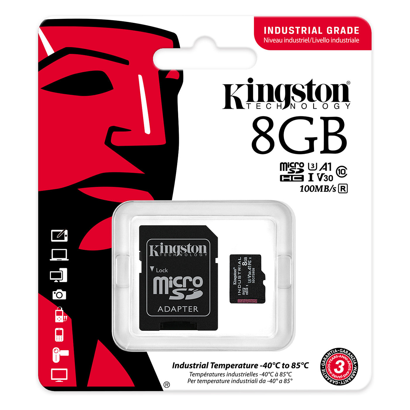 CARD 8GB Kingston Industrial MicroHC 100MB/s +Adapter