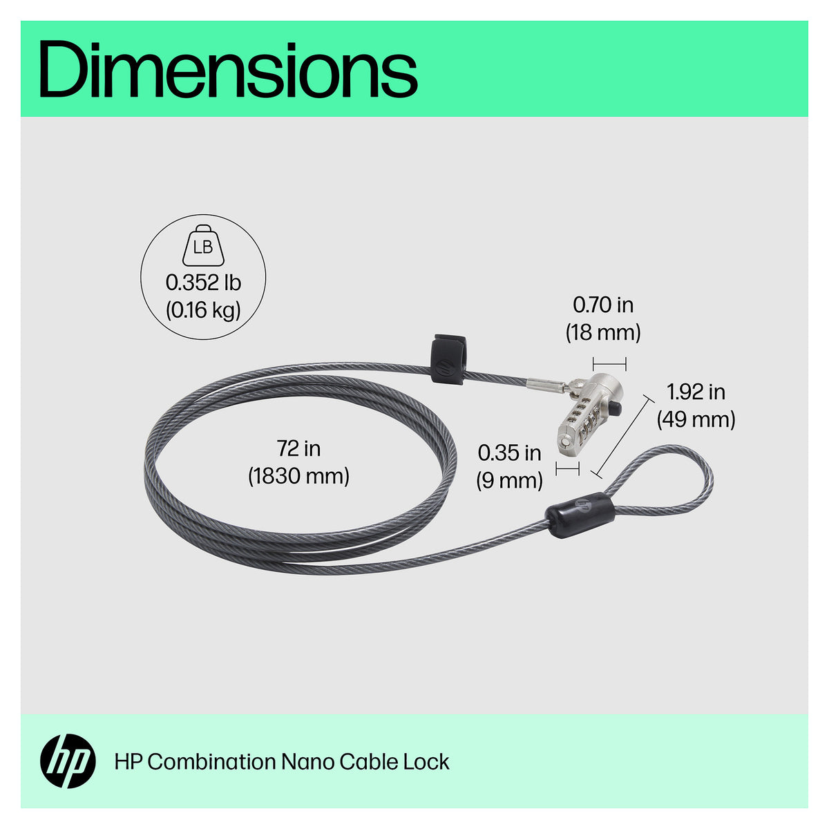 HP Nano Combination Cable Lock