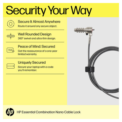 HP Essential Nano Combination Cable Lock