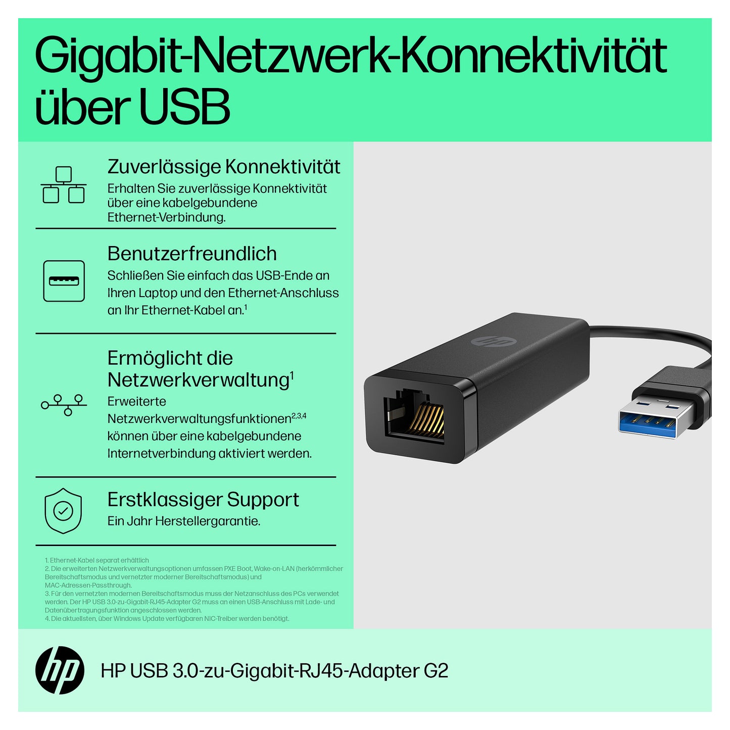 HP USB 3.0 to Gig RJ45 Adapter G2