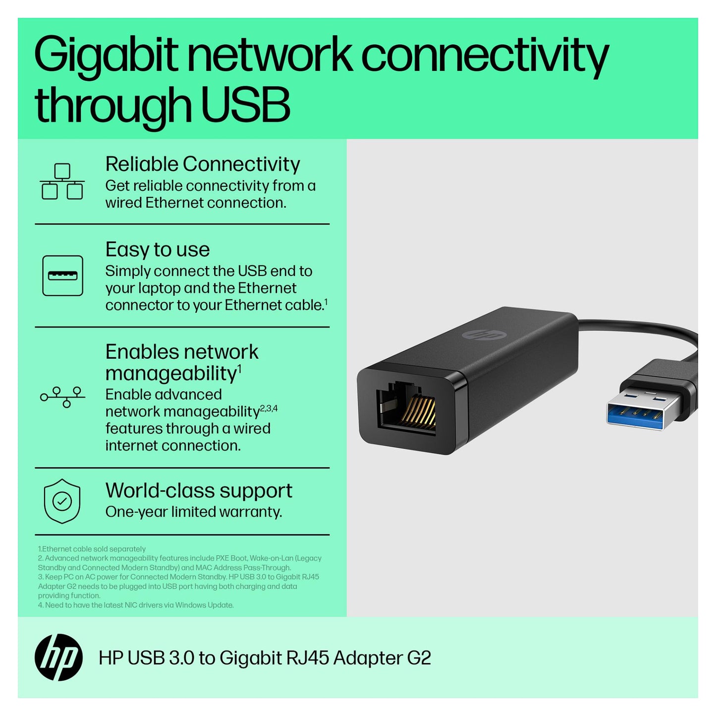 HP USB 3.0 to Gig RJ45 Adapter G2