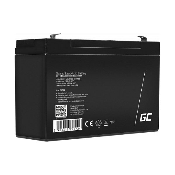 Green Cell Ersatzbatterie AGM34 6V/14Ah