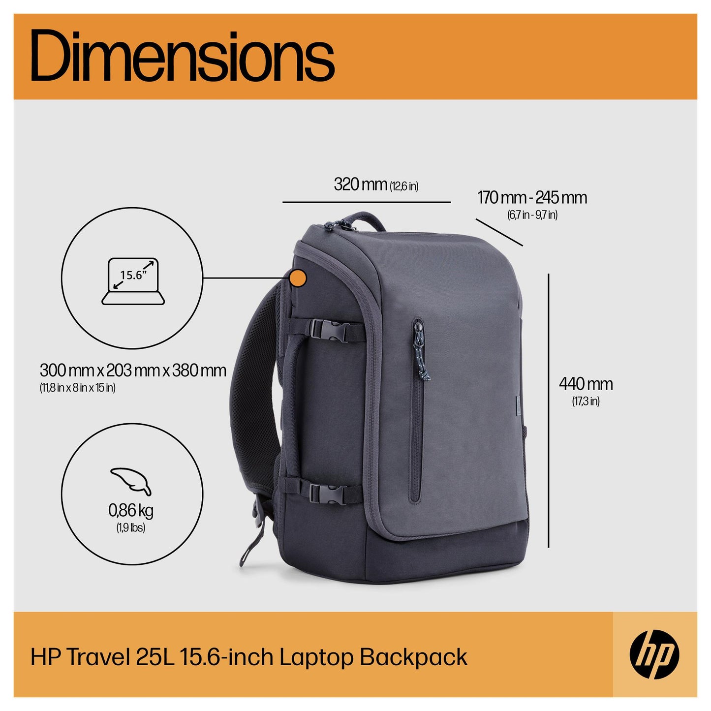 HP Travel 25 Liter 15.6inch Iron Grey Laptop Backpack