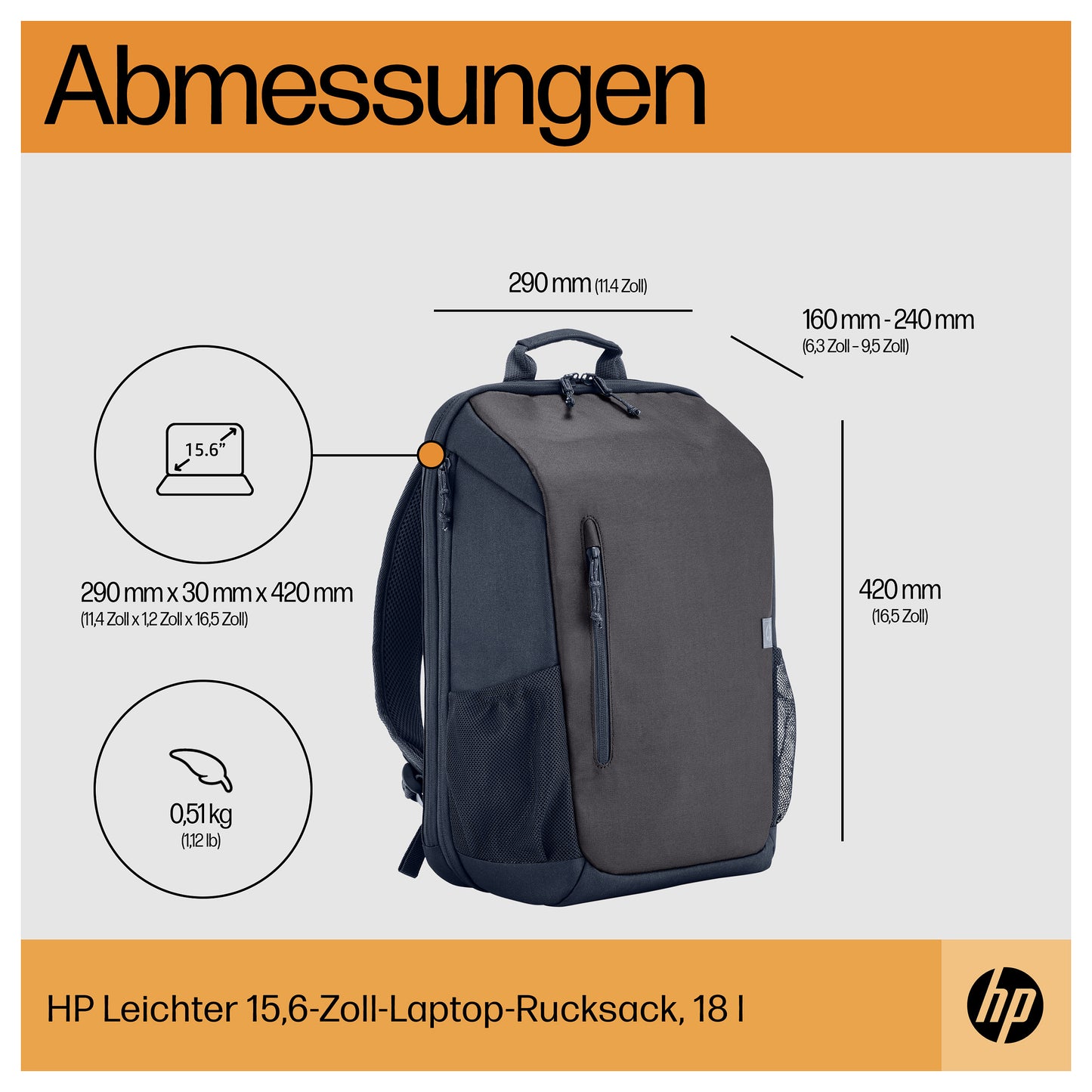 HP Travel 18 Liter 15.6inch Iron Grey Laptop Backpack