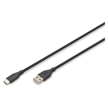 DIGITUS USB 2.0 Kabel Typ C -A Silikon St/St 0,5m schwarz