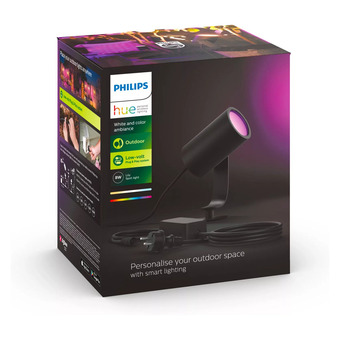 Philips Hue White & Color Ambiance Lily Spot 1 flg. Basis Schwarz 640lm