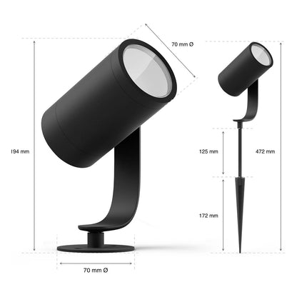 Philips Hue White & Color Ambiance Lily Spot 3 flg. Schwarz 3640lm Basis