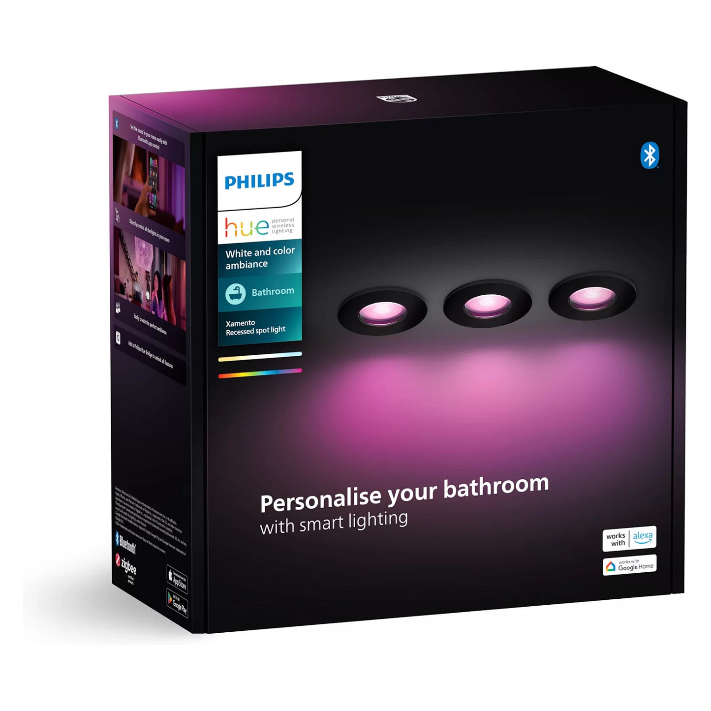 Philips Hue White&Col. Amb. Xamento Einbauspot schwarz 3x4.2W