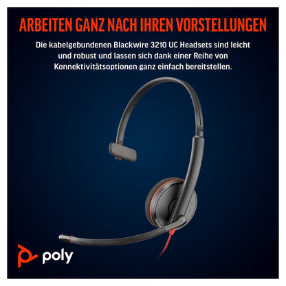 HP Poly Headset Blackwire C3210 Mono USB-C/A (bulk schwarz)