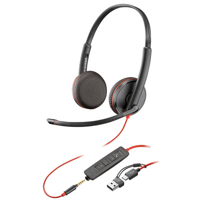 HP Poly Headset Blackwire C3225 Stereo USB-C/A & 3.5 mm