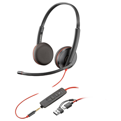 HP Poly Headset Blackwire C3225 Stereo USB-C/A & 3.5 mm