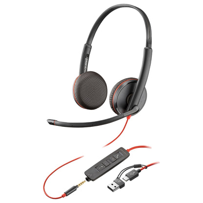 HP Poly Headset Blackwire C3225 Stereo USB-C/A & 3.5 mm