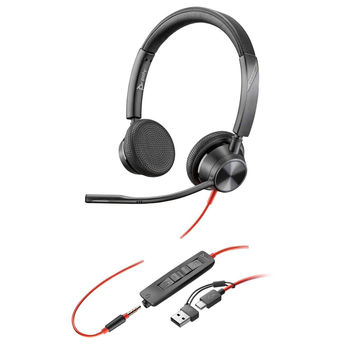 HP Poly Headset Blackwire C3325 Stereo USB-C/A & 3.5 mm