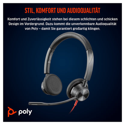 HP Poly Headset Blackwire C3325 Stereo USB-C/A & 3.5 mm