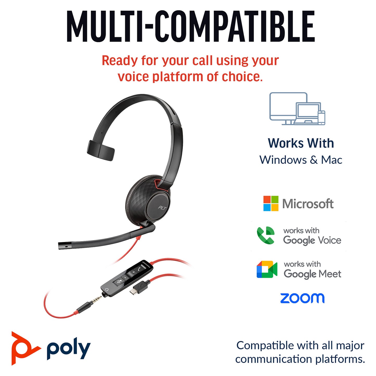 HP Poly Headset Blackwire C5210 Mono USB-C/A & 3.5 mm (bulk)
