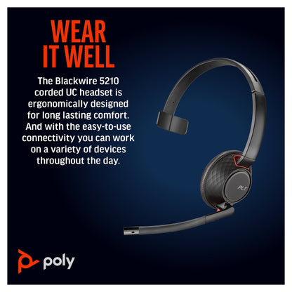 HP Poly Headset Blackwire C5210 Mono USB-C/A & 3.5 mm (bulk)