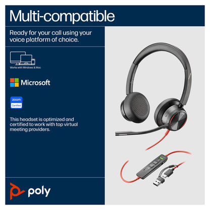 HP Poly Headset Blackwire C8225 Stereo USB-C/A