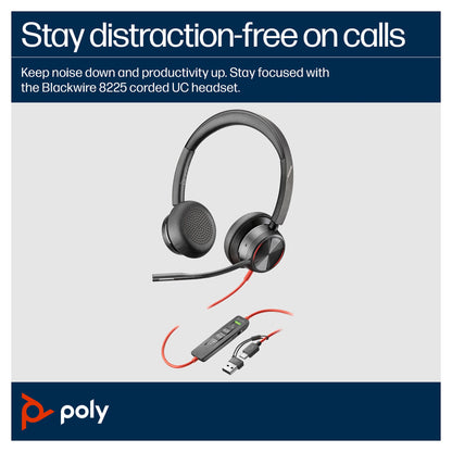 HP Poly Headset Blackwire C8225-M Stereo USB-C/A Teams