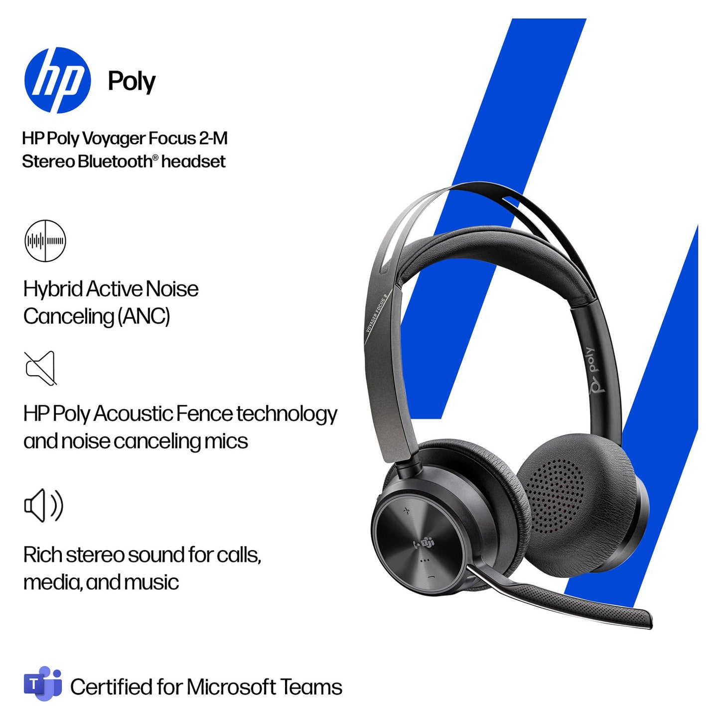 HP Poly BT Headset Voyager Focus 2 UC USB-C/A Teams