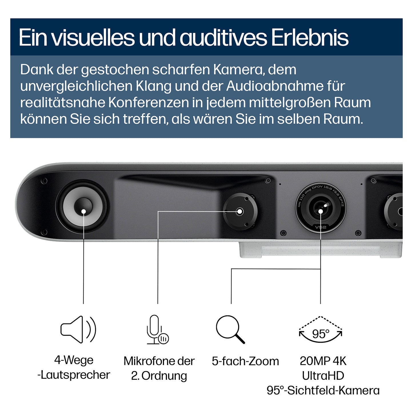 HP Poly Studio V52 USB 4K Videobar Teams
