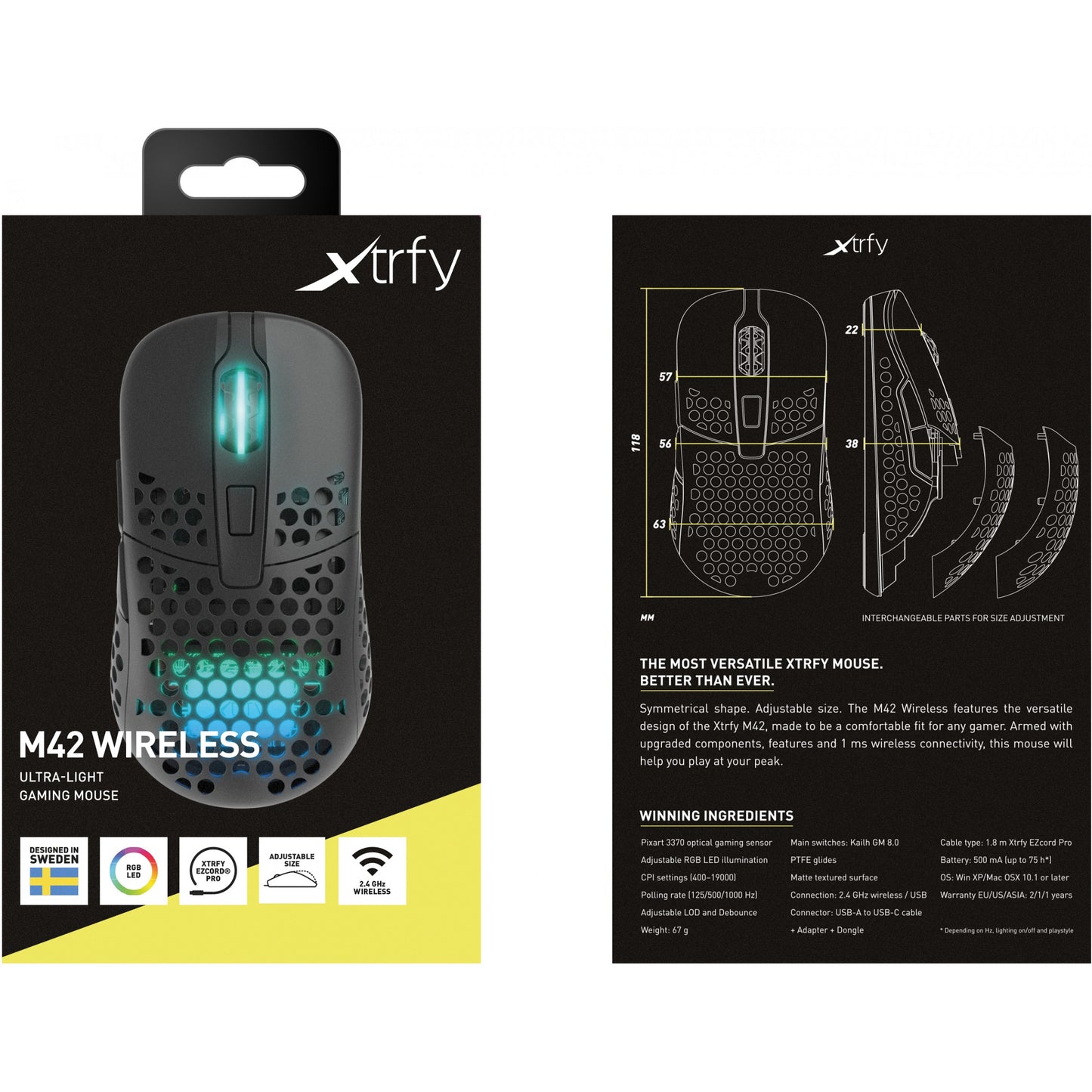 Cherry Xtrfy M42 - optisch - kabellos - Schwarz