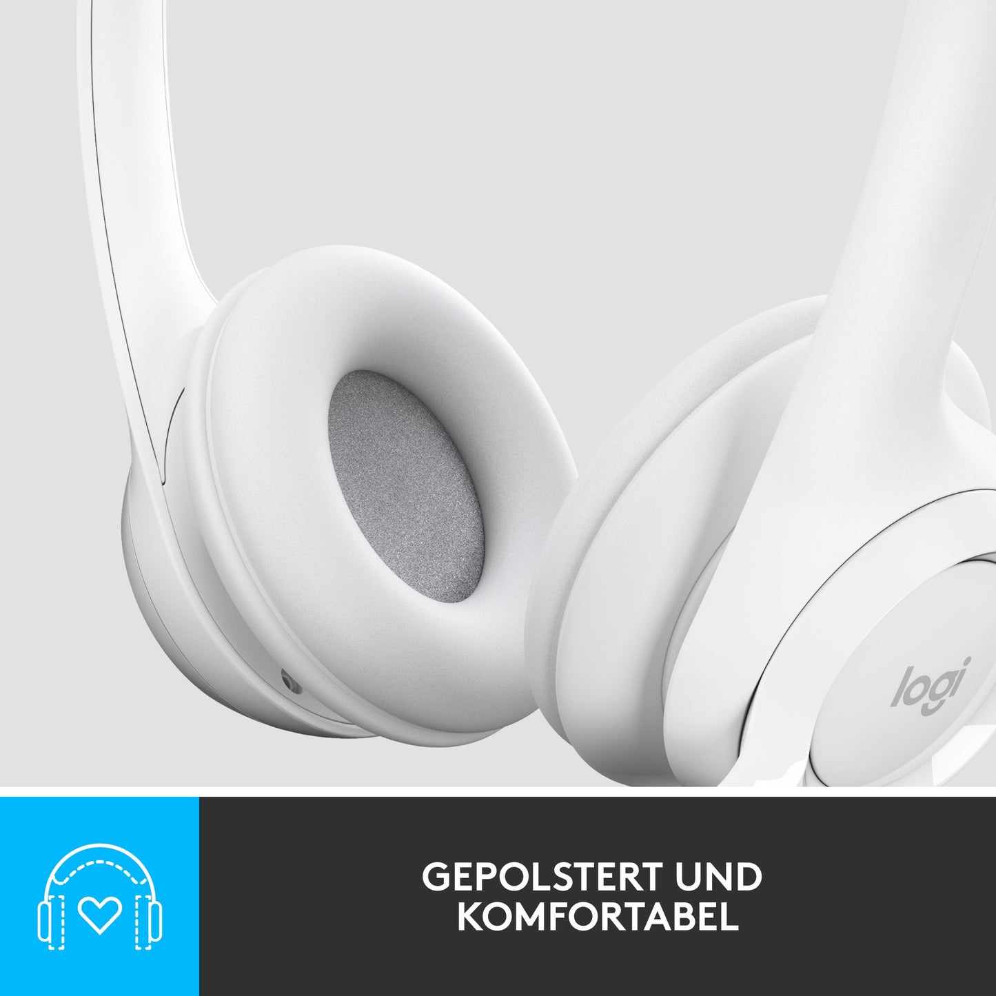 LOGITECH H390 Headset on-ear wired USB-A off-white