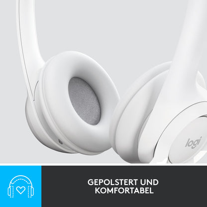 LOGITECH H390 Headset on-ear wired USB-A off-white