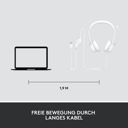 LOGITECH H390 Headset on-ear wired USB-A off-white