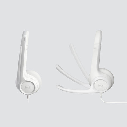 LOGITECH H390 Headset on-ear wired USB-A off-white