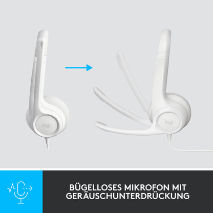LOGITECH H390 Headset on-ear wired USB-A off-white