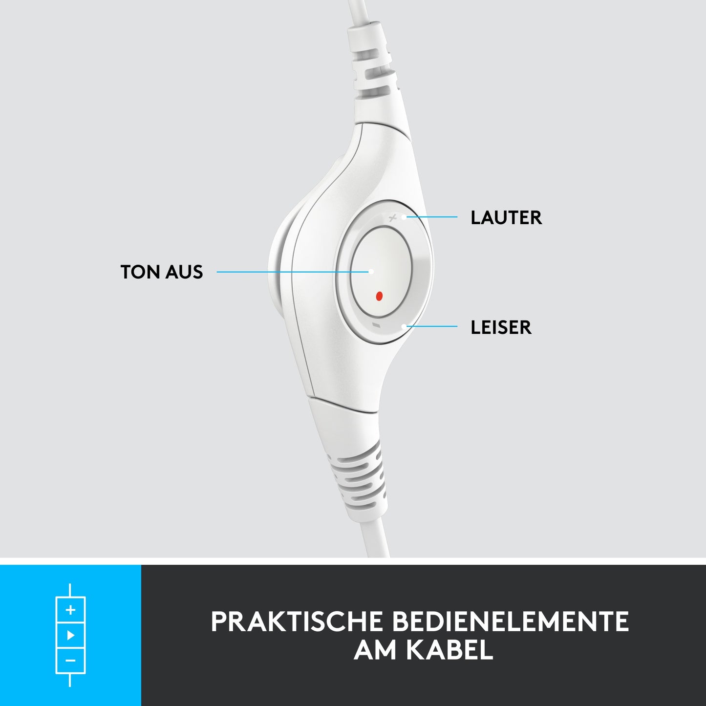 LOGITECH H390 Headset on-ear wired USB-A off-white