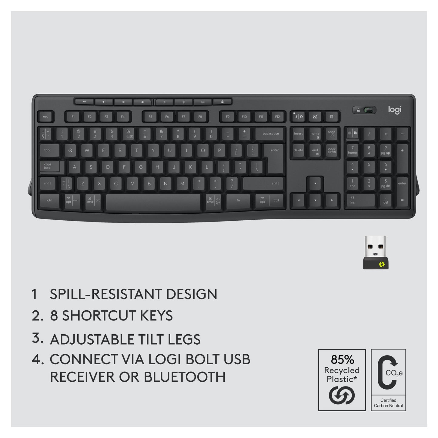Logitech Desktop MK370 Wireless Black - US Layout