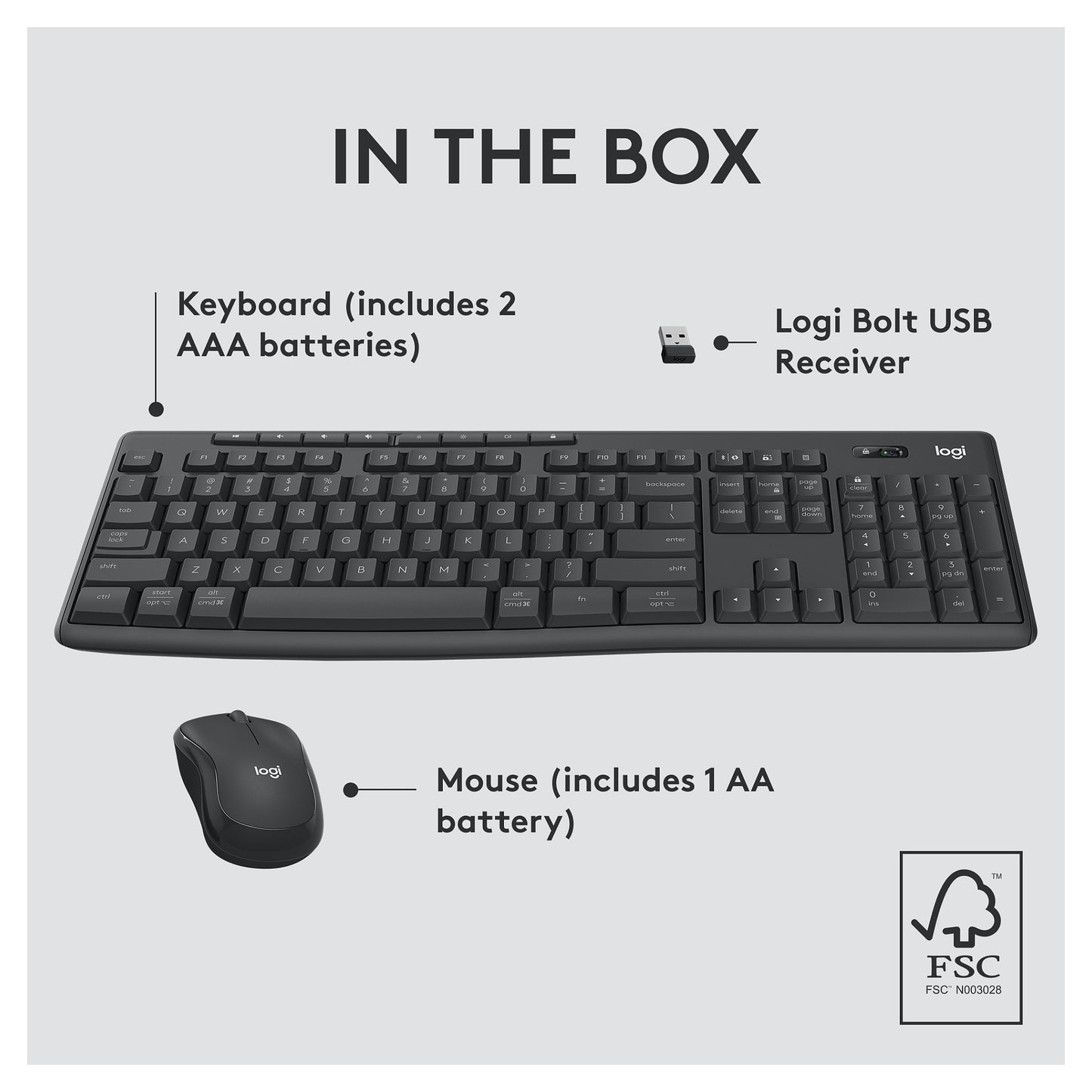Logitech Desktop MK370 Wireless Black - US Layout