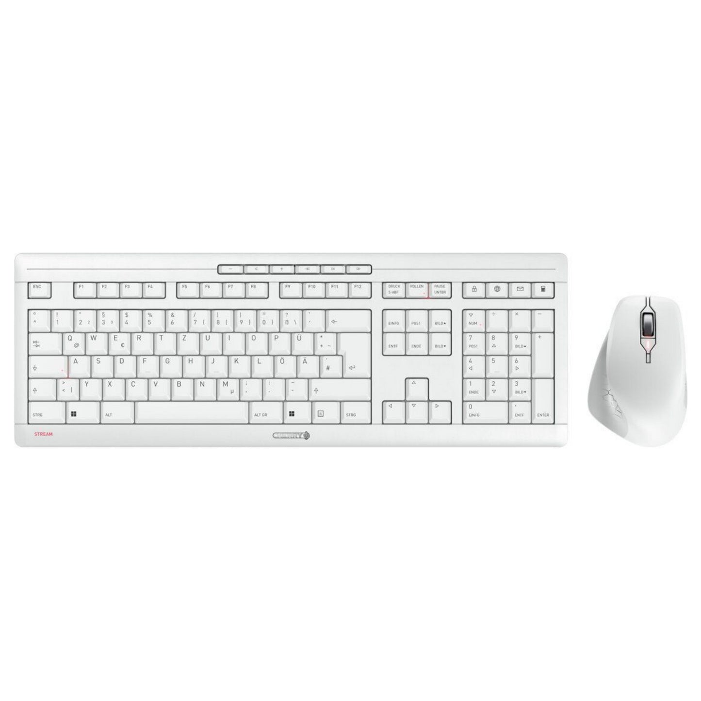 Cherry Desktop Stream COMFORT Wireless [DE] white Mouse+Keyboard. Fullsize. Silent