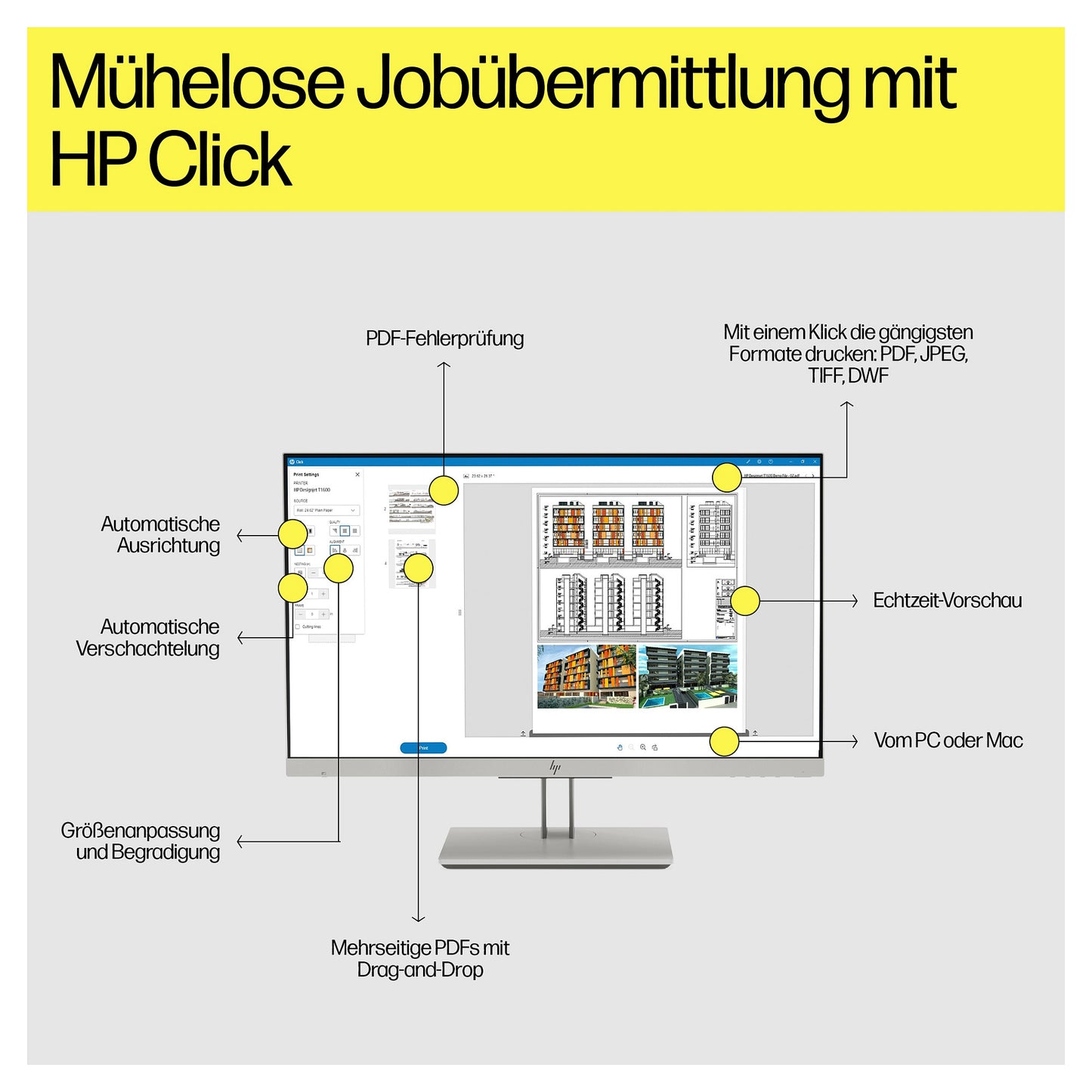 HP DesignJet T1600PS 91,44cm 36" Großformatdrucker LAN