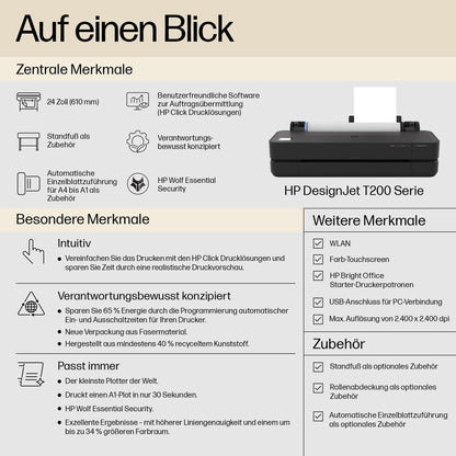 HP DesignJet T230 24" Großformatdrucker A1 USB LAN Wi-Fi