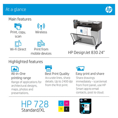 HP DesignJet T830 610 mm (24"") Multifunktionsdrucker Farbe Tintenstrahl -(F9A28D#B19) (F9A28D#B19)"