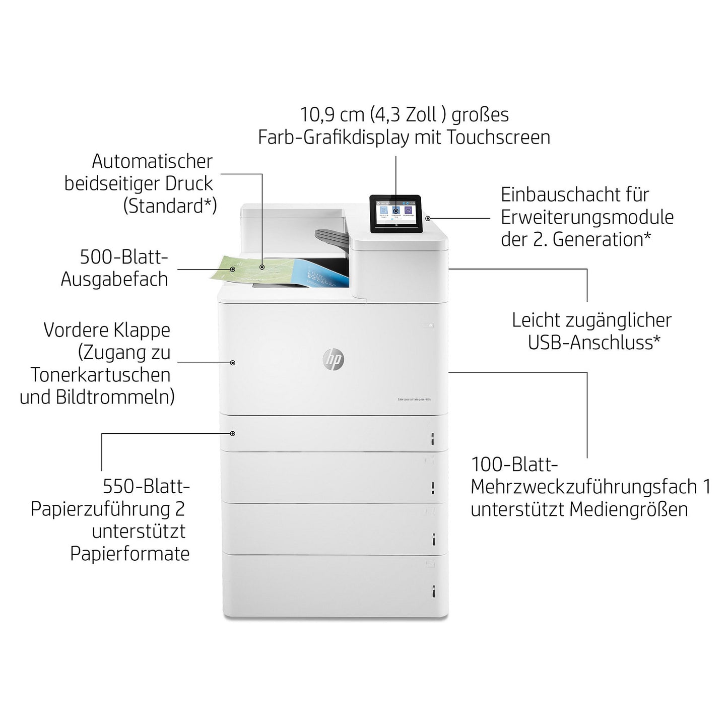 FL HP Color LaserJet Enterprise M856dn Farblaserdrucker A3 LAN Duplex