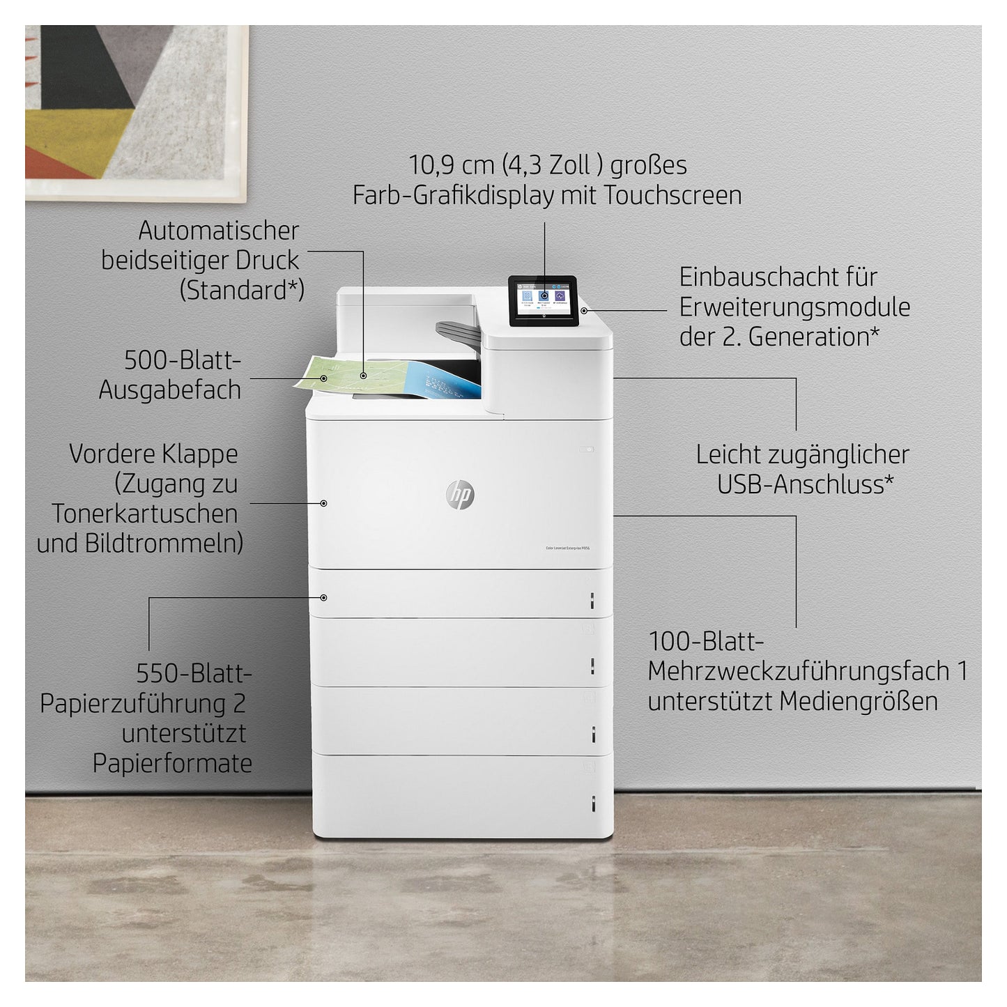 FL HP Color LaserJet Enterprise M856dn Farblaserdrucker A3 LAN Duplex