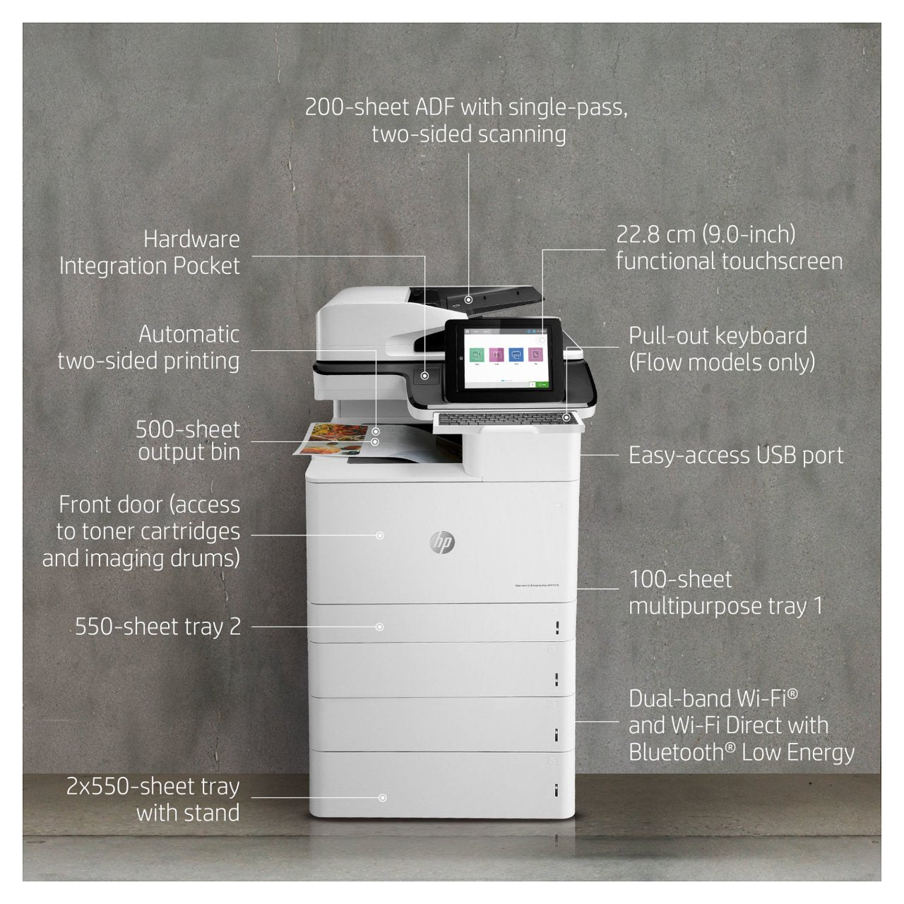 FL HP LaserJet Enterprise Flow MFP M776z Farblaser-Multifunktionsdrucker 2300 Blatt USB 2.0 LAN Wi-Fi USB 2.0