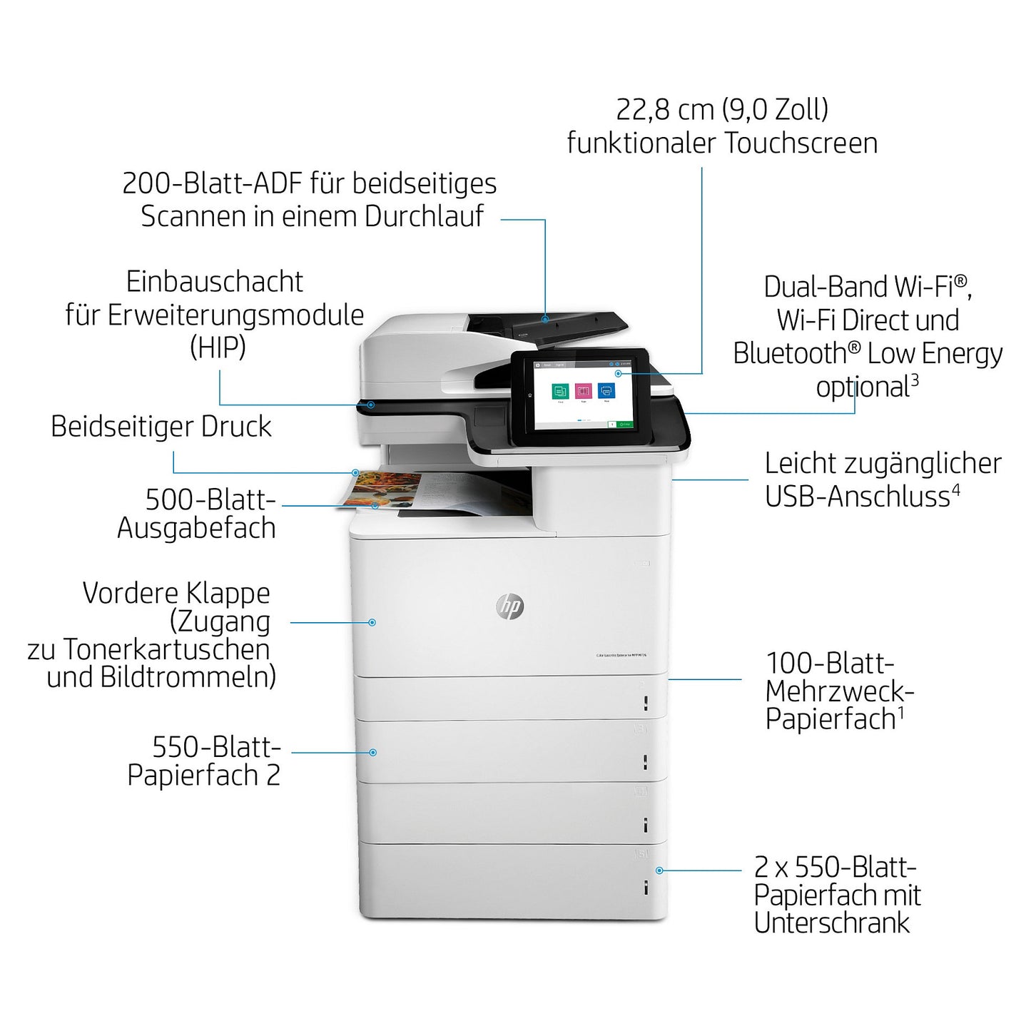 FL HP Color LaserJet Enterprise MFP M776dn Farblaser-Multifunktionsdrucker A3 650 Blatt USB 2.0 LAN Wi-Fi