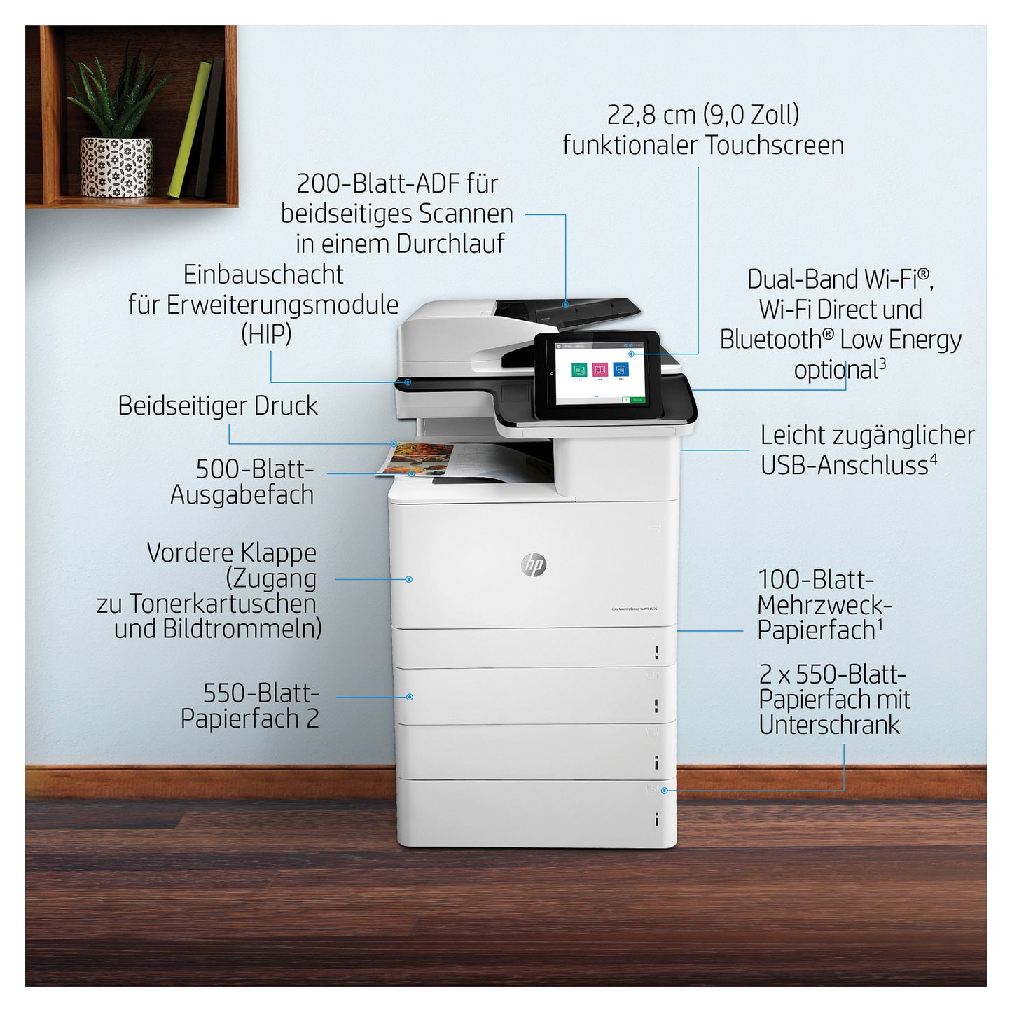 FL HP Color LaserJet Enterprise MFP M776dn Farblaser-Multifunktionsdrucker A3 650 Blatt USB 2.0 LAN Wi-Fi